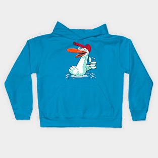 funny duck on the lake sweet cartoon Kids Hoodie